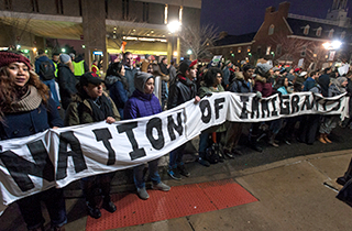 Rutgers-New Brunswick students protesting the January 2017 executive order on immigration